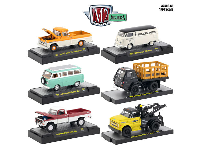Auto Thentics 6 Piece Set Release 50 IN DISPLAY CASES 1/64 Diecast